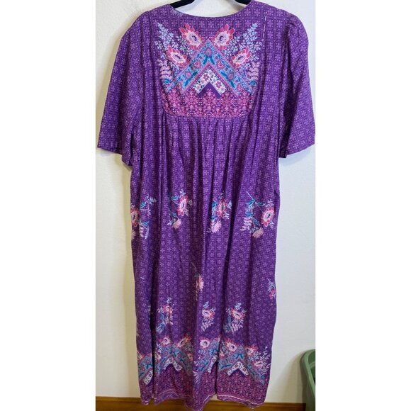 ONLY NECESSITIES Bib Front Patio Lounger House Dress Pockets Plus 26/28 Maxi - Picture 4 of 4